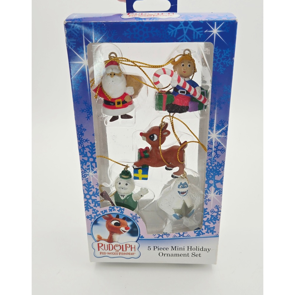 1992 Kurt S Adler Rudolph the Red Nosed Reindeer 5 pc Mini Ornament Set NIB
